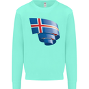 Curled Iceland Flag Icelander Day Football Kids Sweatshirt Jumper Peppermint