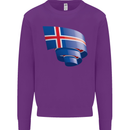 Curled Iceland Flag Icelander Day Football Kids Sweatshirt Jumper Purple