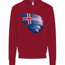 Curled Iceland Flag Icelander Day Football Kids Sweatshirt Jumper Red