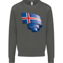 Curled Iceland Flag Icelander Day Football Kids Sweatshirt Jumper Storm Grey
