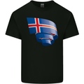Curled Iceland Flag Icelander Day Football Kids T-Shirt Childrens Black