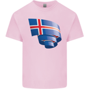 Curled Iceland Flag Icelander Day Football Kids T-Shirt Childrens Light Pink