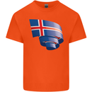 Curled Iceland Flag Icelander Day Football Kids T-Shirt Childrens Orange