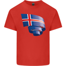 Curled Iceland Flag Icelander Day Football Kids T-Shirt Childrens Red
