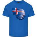 Curled Iceland Flag Icelander Day Football Kids T-Shirt Childrens Royal Blue