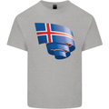 Curled Iceland Flag Icelander Day Football Kids T-Shirt Childrens Sports Grey