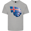 Curled Iceland Flag Icelander Day Football Kids T-Shirt Childrens Sports Grey