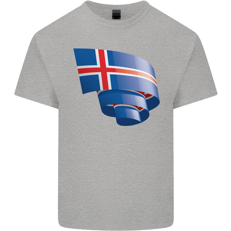 Curled Iceland Flag Icelander Day Football Kids T-Shirt Childrens Sports Grey