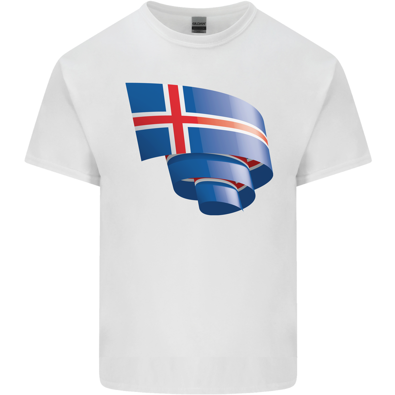 Curled Iceland Flag Icelander Day Football Kids T-Shirt Childrens White