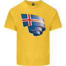Curled Iceland Flag Icelander Day Football Kids T-Shirt Childrens Yellow