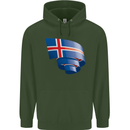 Curled Iceland Flag Icelander Day Football Mens 80% Cotton Hoodie Forest Green