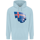 Curled Iceland Flag Icelander Day Football Mens 80% Cotton Hoodie Light Blue
