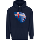 Curled Iceland Flag Icelander Day Football Mens 80% Cotton Hoodie Navy Blue