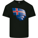 Curled Iceland Flag Icelander Day Football Mens Cotton T-Shirt Tee Top Black