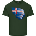 Curled Iceland Flag Icelander Day Football Mens Cotton T-Shirt Tee Top Forest Green