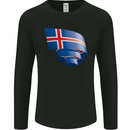 Curled Iceland Flag Icelander Day Football Mens Long Sleeve T-Shirt Black