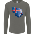 Curled Iceland Flag Icelander Day Football Mens Long Sleeve T-Shirt Charcoal