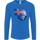 Curled Iceland Flag Icelander Day Football Mens Long Sleeve T-Shirt Royal Blue