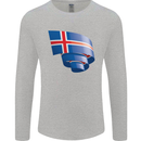 Curled Iceland Flag Icelander Day Football Mens Long Sleeve T-Shirt Sports Grey