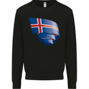 Curled Iceland Flag Icelander Day Football Mens Sweatshirt Jumper Black