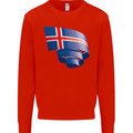 Curled Iceland Flag Icelander Day Football Mens Sweatshirt Jumper Bright Red