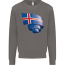 Curled Iceland Flag Icelander Day Football Mens Sweatshirt Jumper Charcoal