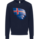 Curled Iceland Flag Icelander Day Football Mens Sweatshirt Jumper Navy Blue