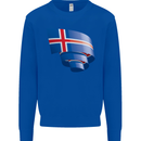 Curled Iceland Flag Icelander Day Football Mens Sweatshirt Jumper Royal Blue