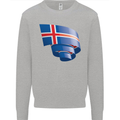 Curled Iceland Flag Icelander Day Football Mens Sweatshirt Jumper Sports Grey