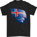 Curled Iceland Flag Icelander Day Football Mens T-Shirt 100% Cotton Black