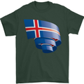 Curled Iceland Flag Icelander Day Football Mens T-Shirt 100% Cotton Forest Green