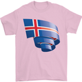 Curled Iceland Flag Icelander Day Football Mens T-Shirt 100% Cotton Light Pink