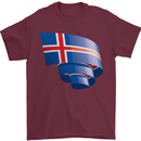 Curled Iceland Flag Icelander Day Football Mens T-Shirt 100% Cotton Maroon