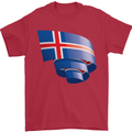 Curled Iceland Flag Icelander Day Football Mens T-Shirt 100% Cotton Red