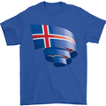 Curled Iceland Flag Icelander Day Football Mens T-Shirt 100% Cotton Royal Blue