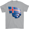Curled Iceland Flag Icelander Day Football Mens T-Shirt 100% Cotton Sports Grey