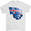Curled Iceland Flag Icelander Day Football Mens T-Shirt 100% Cotton White