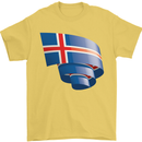 Curled Iceland Flag Icelander Day Football Mens T-Shirt 100% Cotton Yellow