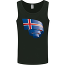 Curled Iceland Flag Icelander Day Football Mens Vest Tank Top Black