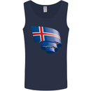 Curled Iceland Flag Icelander Day Football Mens Vest Tank Top Navy Blue