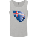 Curled Iceland Flag Icelander Day Football Mens Vest Tank Top Sports Grey