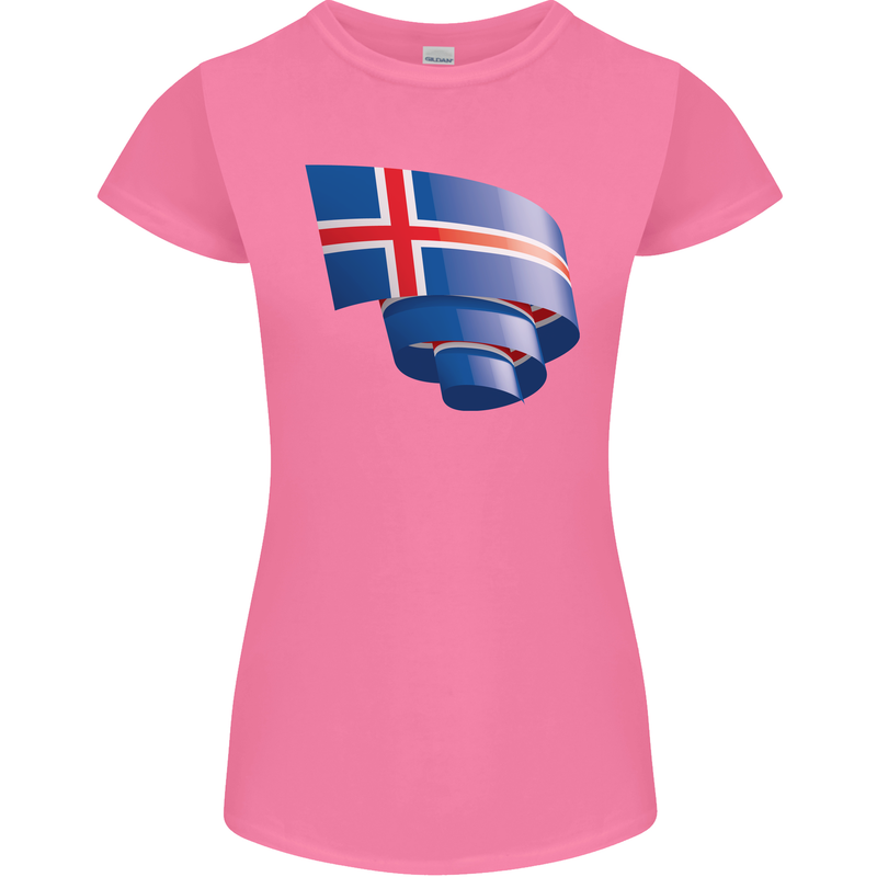 Curled Iceland Flag Icelander Day Football Womens Petite Cut T-Shirt Azalea