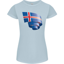 Curled Iceland Flag Icelander Day Football Womens Petite Cut T-Shirt Light Blue