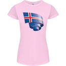 Curled Iceland Flag Icelander Day Football Womens Petite Cut T-Shirt Light Pink