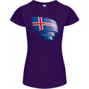 Curled Iceland Flag Icelander Day Football Womens Petite Cut T-Shirt Purple