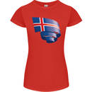 Curled Iceland Flag Icelander Day Football Womens Petite Cut T-Shirt Red