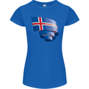Curled Iceland Flag Icelander Day Football Womens Petite Cut T-Shirt Royal Blue