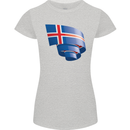 Curled Iceland Flag Icelander Day Football Womens Petite Cut T-Shirt Sports Grey