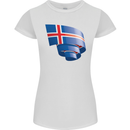 Curled Iceland Flag Icelander Day Football Womens Petite Cut T-Shirt White