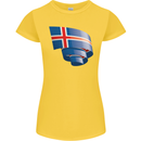 Curled Iceland Flag Icelander Day Football Womens Petite Cut T-Shirt Yellow